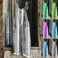 thumbnail image 1 of Feancey Womens Plus Size Linen Jumpsuits Casual Plaid Print Bib Overalls Summer Tie Strap Sleeveless Rompers for Women Boho Hippie Jumpsuit with Pockets Green 3XL, 1 of 6