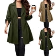 thumbnail image 1 of Feancey Womens Plus Size Trench Coat Mid Length Casual Adjustable Drawstring Waist Fall Jackets Roll Up Long Sleeve Single Breasted Lightweight Outerwear Khaki XXL, 1 of 8