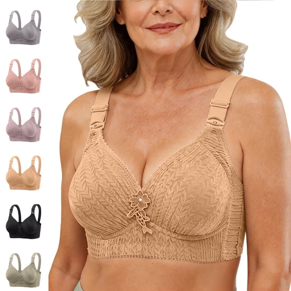Feancey Womens Plus Size No Underwire Bra Comfort High Support Full Coverage Bras Adjustable Strap Casual Everyday Bra for Seniors & Large Bust Gray 40