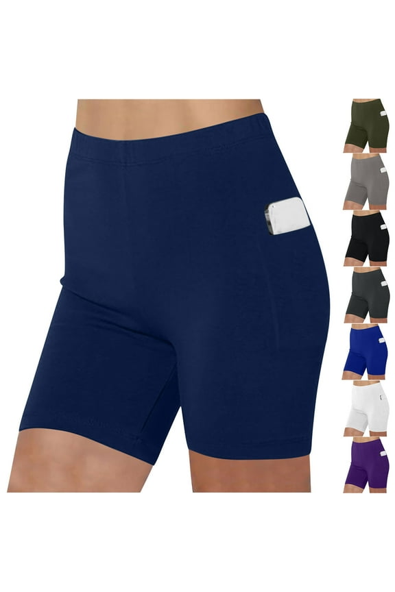 Womens Plus Size Workout Shorts High Waisted Tummy Control Yoga Leggings Butt Lifting Seamless Biker Shorts with Phone Pocket White 3XL