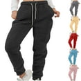 thumbnail image 1 of Feancey Womens Plush Fuzzy Pajama Pants Fleece Warm Plus Size Sweatpants Winter Fluffy Drawstring Jogger Pants Solid Casual Pj Bottoms Birthday Gift Black 4XL, 1 of 7