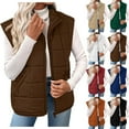 thumbnail image 1 of Feancey Womens Puffer Vest Zip Up Sleeveless Quilted Jackets Fall Fashion Travel Outfits Lightweight Casual Padded Waistcoat with Pockets Coffee XXL, 1 of 8
