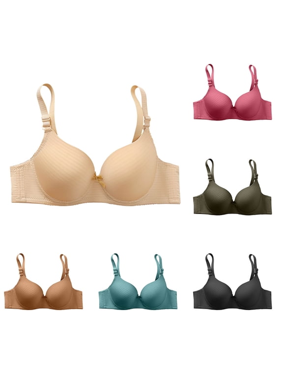 Womens Push Up Everyday Bra Full Coverage Underwire Bras Adjustable Strap Daily Underwear Comfort Breathable Minimizer Bras Black 40