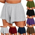 thumbnail image 1 of Feancey Womens Ruffle Pajama Shorts Buttery Soft Milk Silk Lounge Shorts Elastic Waist Loose Workout Shorts Solid Color Base Layer Bottoms Gray L, 1 of 7