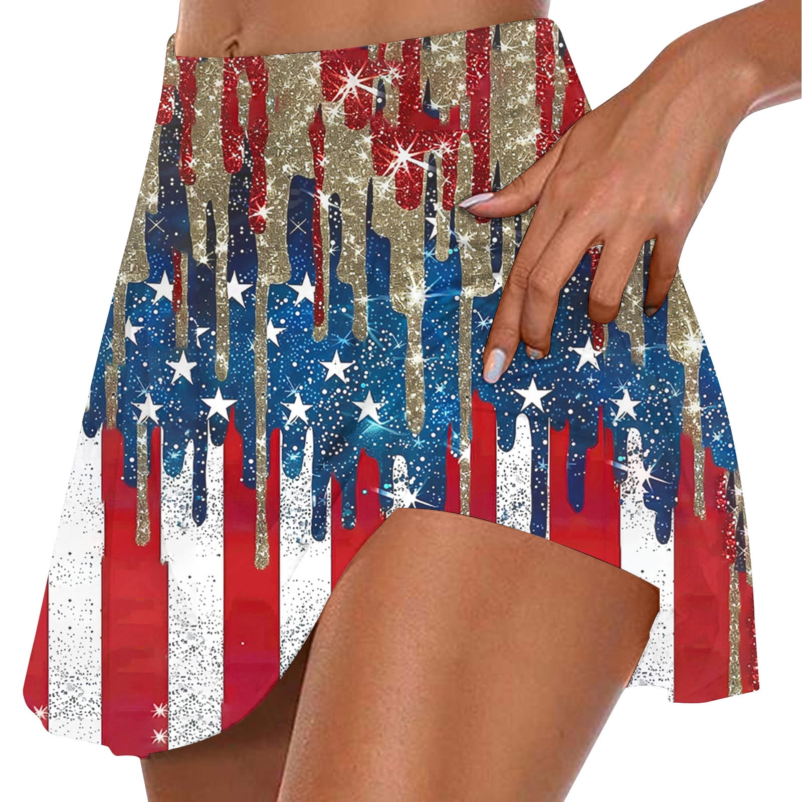 Jupe Patriotique Femme, Motif Rayé, Taille S, Coton Extensible, Neuve Avec étiquette