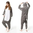 thumbnail image 1 of Feancey Womens Sherpa Jumpsuit Fleece Onesie Fuzzy Pajama,Onesie Pajamas for Women Cute Cartoon Animal Hooded Romper Sleepwear Comfy Plush Warm Playsuit Gray L, 1 of 6