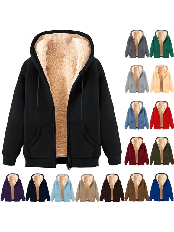 Mens Sherpa Lined Zip Up Jacket Hooded Fuzzy Fleece Sweatshirt Jackets Winter Warm Zipper Hoodies Fashion Coats with Pockets Beige S