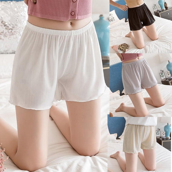 Feancey Womens Shorts for Under Dresses Lightweight Casual Pajama Bottoms Stretch Waist Loose Summer Shorts Solid Color Lounge Short Pants Khaki XXL