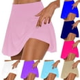 thumbnail image 1 of Feancey Womens Skorts Dressy Casual High Waist Yoga Shorts Solid Color Fake Two Piece Skirt Shorts Athletic Stretchy Pleated Tennis Skirts Summer Today'S Clearance Sale,Dark Blue,L, 1 of 6