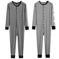 thumbnail image 1 of Feancey Womens Striped Pjs Onesie Casual Stretch Slim Fit One Piece Pajamas Long Sleeve Button Bodysuit 2025 Fall Comfy Soft Union Suit Sales Today,White,L, 1 of 5