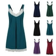 thumbnail image 1 of Feancey Womens Summer Nightgowns Lace V Neck Night Dresses Front Pleated Sleeveless Sleep Dress Solid Color Soft Nightshirts Loungewear Limited Time Sales Today Purple M, 1 of 5
