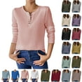 thumbnail image 1 of Feancey Womens Sweater Tunic Tops Fall Winter Solid Color Button Up V Neck Knit Shirts Loose Fit Casual Long Sleeve Tshirts Dressy Trendy Going Out Blouse Red M, 1 of 8