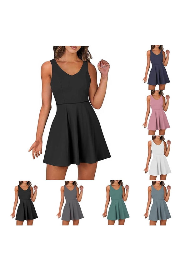 Womens Tennis Dress with Shorts Underneath V Neck Cross Back Athletic Workout Skort Romper Dress Mini Golf Dresses Green L
