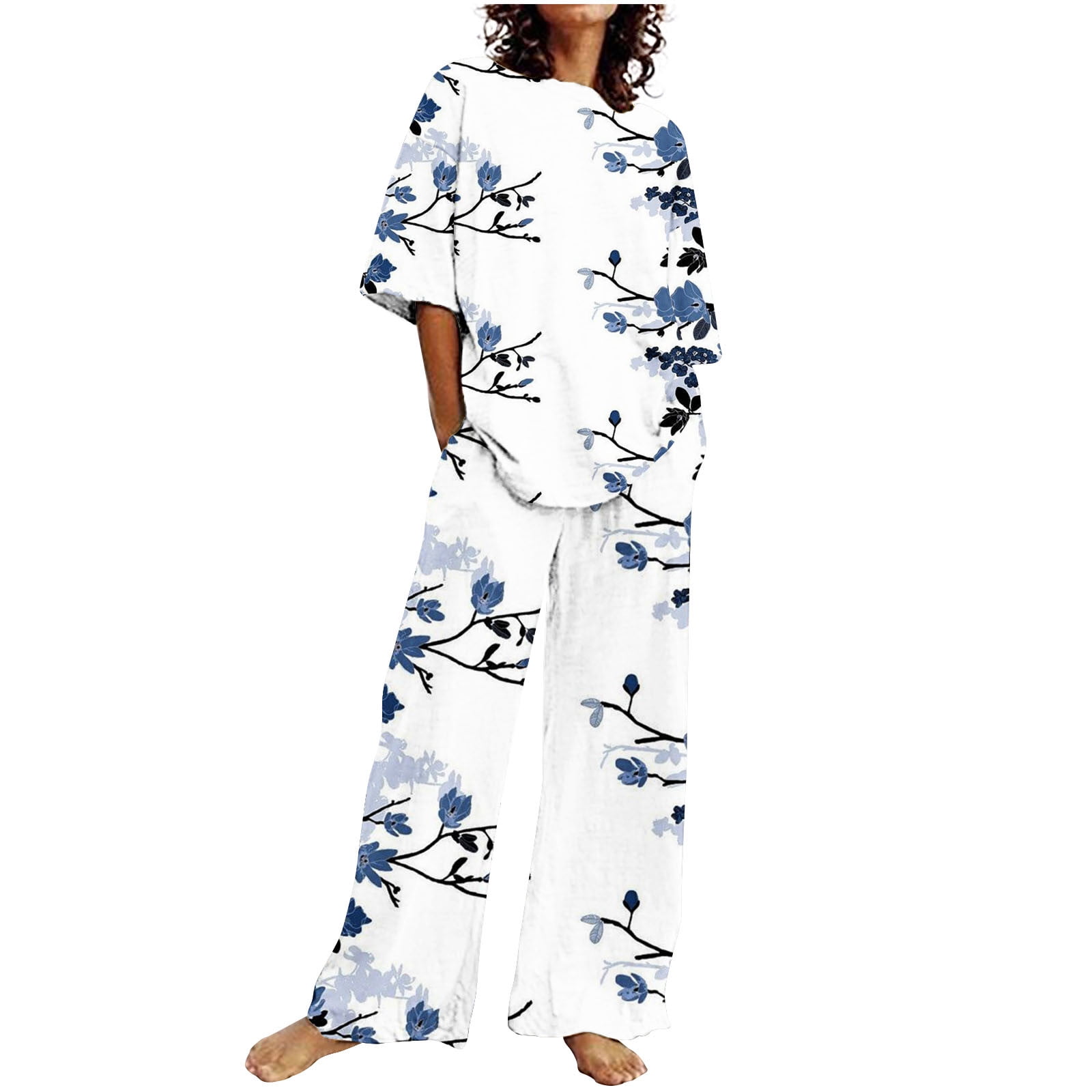 Ladies 2 PC Printed Cotton Maxi Set main image 1