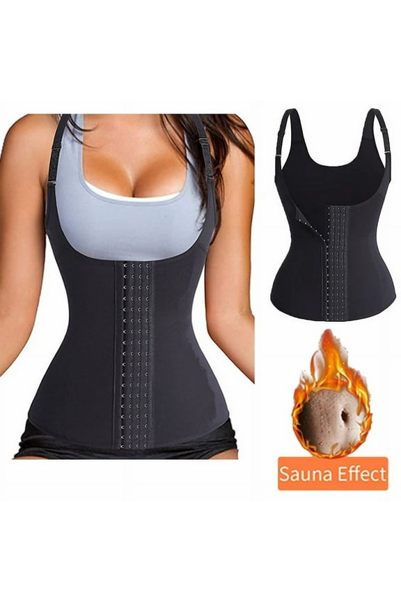 Womens Waist Trainer Corset Tummy Control Push Up Bustier Tops High Compression Workout Body Shaper Underbust Boned Corsets with Back Hooks Black L