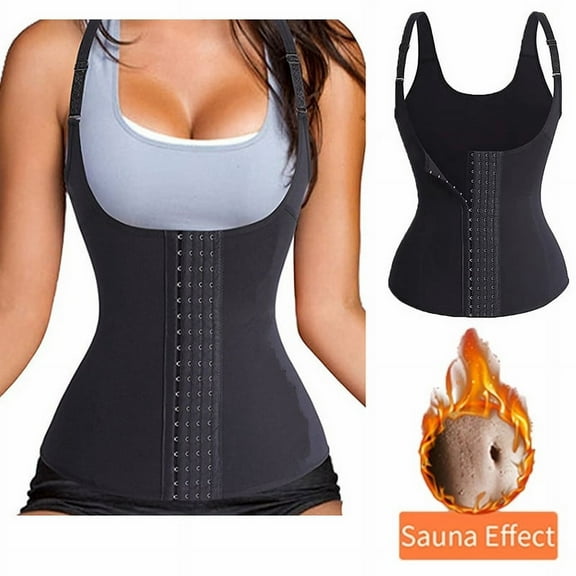 Feancey Womens Waist Trainer Corset Tummy Control Push Up Bustier Tops High Compression Workout Body Shaper Underbust Boned Corsets with Back Hooks Black XXL