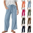 thumbnail image 1 of Feancey Womens Wide Leg Lounge Pants Elastic Drawstring Waist Sweatpants Solid Color Loose Palazzo Pants Active Casual Workout Trousers with Pockets Hot Pink S, 1 of 10