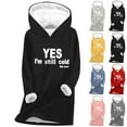 thumbnail image 1 of Feancey Womens Winter Hoodies Fleece Lined Warm Hooded Sweatshirts Casual Letter Print Pullover Comfy Fuzzy Thermal Tunic Tops Loungewear Black XXL, 1 of 4