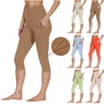 thumbnail image 1 of Feancey Womens Workout Capris High Waisted Butt Lifting Yoga Capri Leggings Stretchy Skinny Cropped Athletic Pants Solid Color Pull On Capris with Pocket Green L, 1 of 10