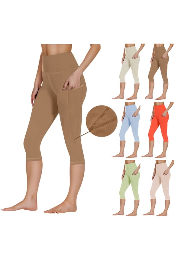 Womens Workout Capris High Waisted Butt Lifting Yoga Capri Leggings Stretchy Skinny Cropped Athletic Pants Solid Color Pull On Capris with Pocket Light Blue XL