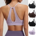 thumbnail image 1 of Feancey Womens Yoga Bras Open Back Sports Bra Moisture Wicking Quick Dry Workout Bras Low Impact Breathable Wireless Brassiere for Training Black L, 1 of 6
