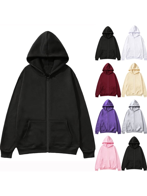 Womens Zip Up Y2K Hoodies Fall Oversized Drawstring Hooded Jackets Casual Long Sleeve Drop Shoulder Sweatshirts Jacket with Pockets Gray M