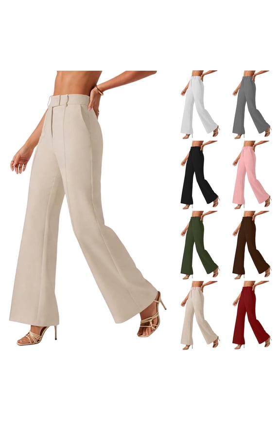 Yoga Dress Pants for Women Mini Flare Work Pants Business Casual Elastic Waist Bootcut Pants Ladies Elegant Office Wear Army Green S