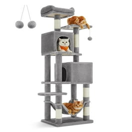 Renwick Large Cat Tree Plush Tower with Caves Condos Platforms Scratching Board Dark Gray Walmart