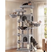 Feandrea Cat Tree with Sisal Scratching Posts, Sturdy Tall Climbing Tower, 21.6 x 17.7 x 81.1 in, Dove Gray, Multi-Level Condo, Clawfy Collection