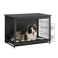 thumbnail image 1 of Feandrea Wooden Dog Crate Furniture,Double-Doors Kennel for Dogs Indoor up to 70 lb, Removable Tray, End Table Dog Crate for Decoration 38.6"L x 25.6"W x 26.8"H, Ink Black, 1 of 7