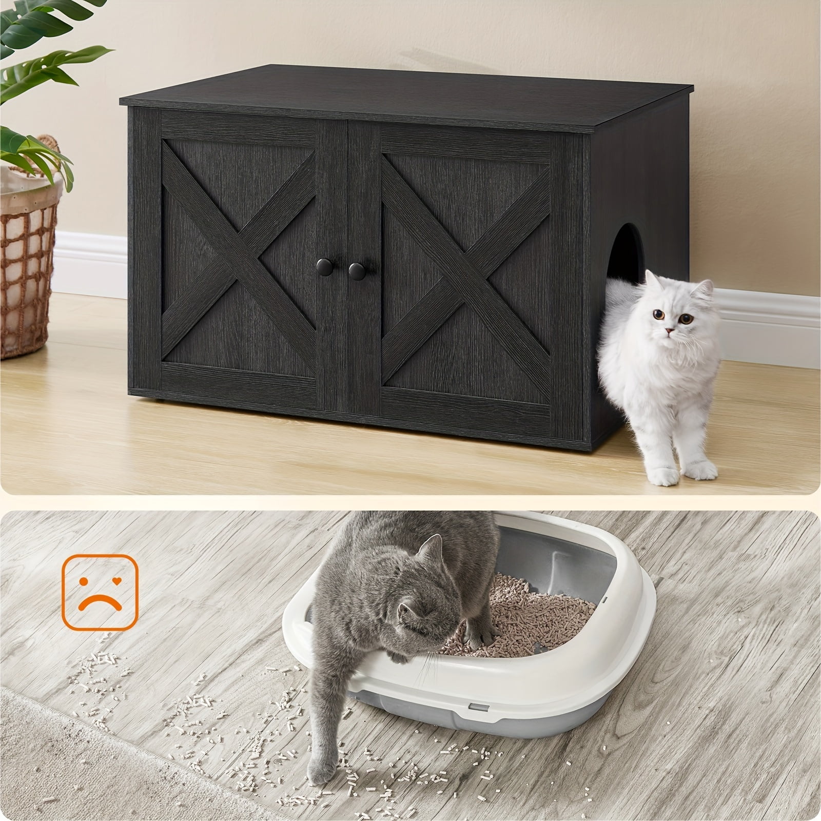 Feandrea cat litter box enclosure, litter box furniture hidden with