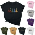 thumbnail image 1 of Feanecy Christmas Top Women Short Sleeve Casual Xmas Tree Graphic Tees Comfy Round Neck Loose Party T-Shirts Novelty Holiday Tee Tops Purple M, 1 of 5