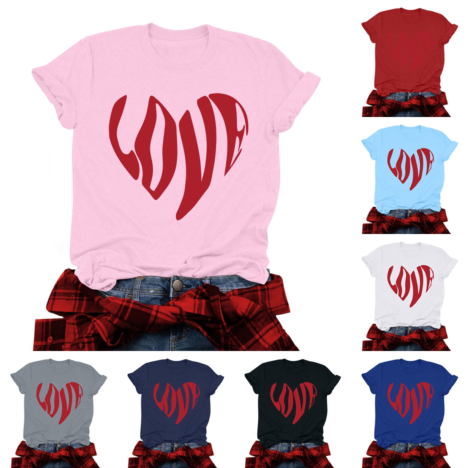 T2Love - Short Sleeve Boxy Top with Heart Outline, White main image 1