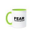 thumbnail image 1 of 3dRose, FEAR FALSE EVIDENCE APPEARING REAL, 11oz Two-Tone Green Mug, 1 of 7