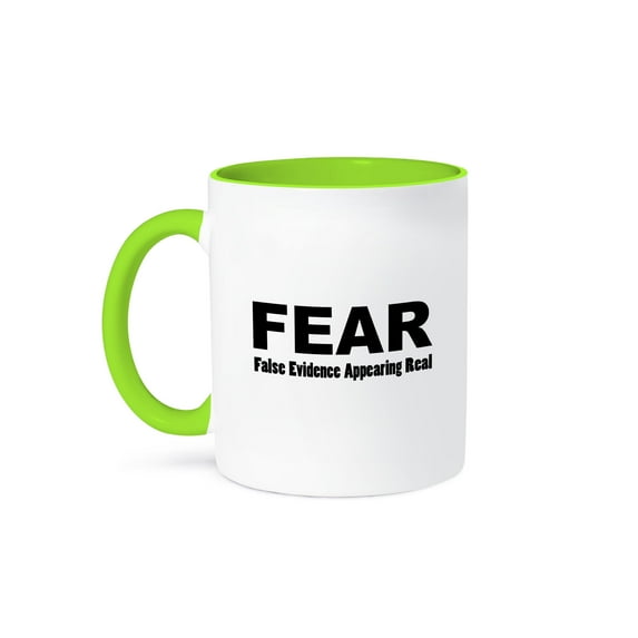3dRose, FEAR FALSE EVIDENCE APPEARING REAL, 11oz Two-Tone Green Mug