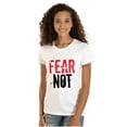thumbnail image 1 of Fear Not Paint Splatter Christian Womens Slim Fit Graphic Tee Brisco Brands S, 1 of 5