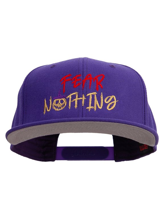 Fear Nothing Embroidered Wool Blend Flat Visor Pro Style Snapback Cap - Purple OSFM