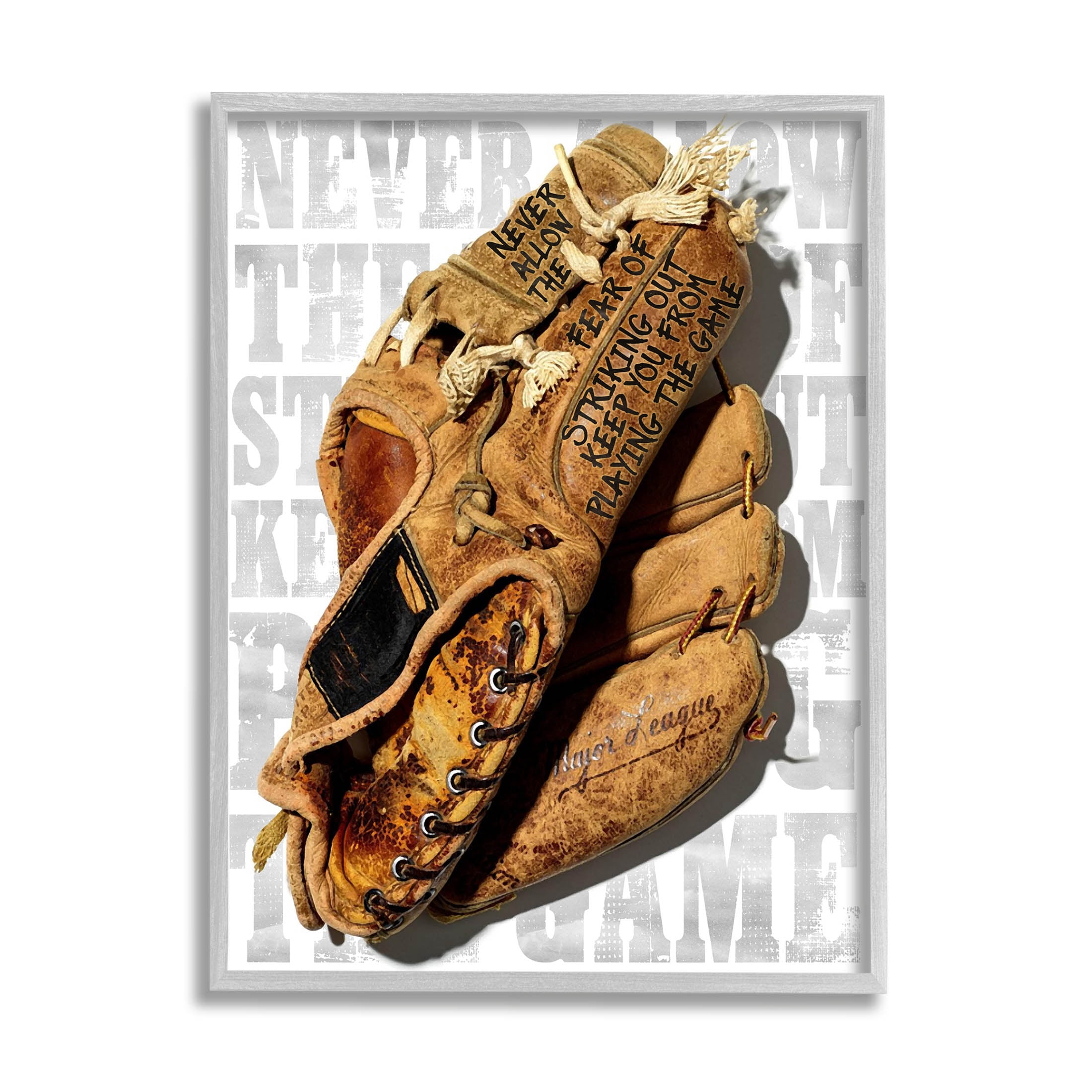 Fear Of Striking Out Phrase Sports Graphic Art Gray Framed Art Print Wall Art