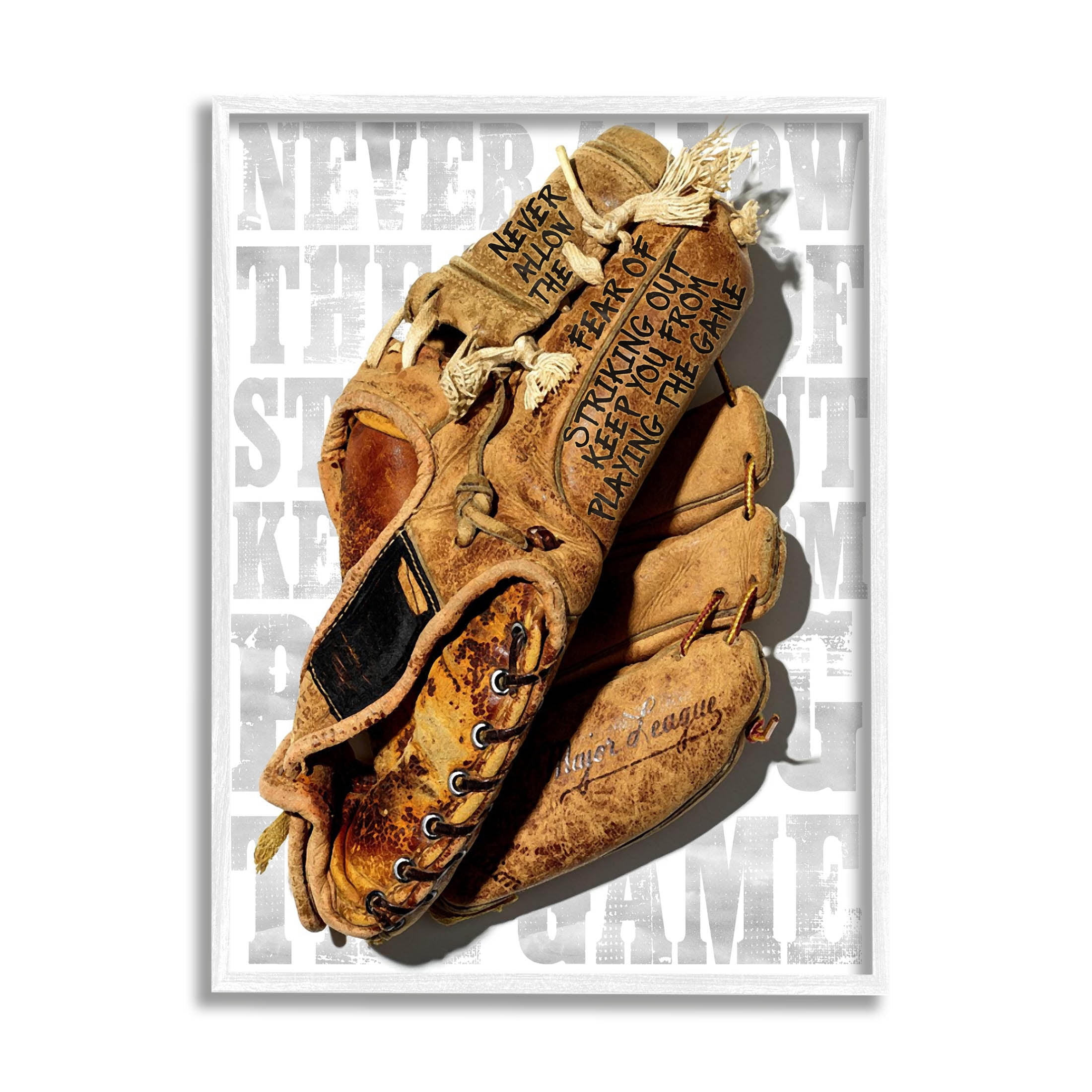 Fear Of Striking Out Phrase Sports Graphic Art White Framed Art Print Wall Art