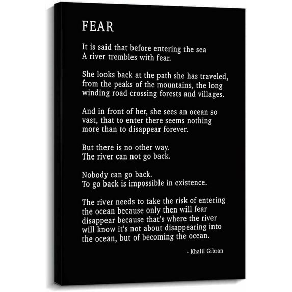 Fear Poem Wall Decor Kahlil Gibran Quotes Wall Art Poetry Posters Canvas Paintings for Bathroom Wall Prints Artwork for Home Modern Pictures Vertical Decorations for Bedroom Picture Gifts