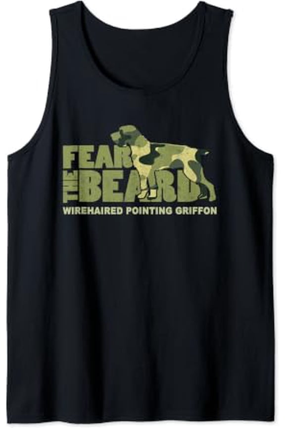 Fear The Beard Camo Wirehaired Pointing Griffon Hunting Tank Top Size S-3XL
