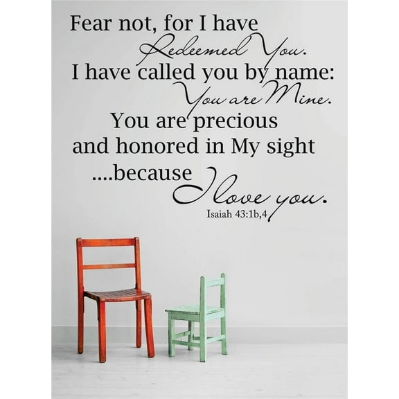 Fear not, for I have redeemed you Isaiah Bible Verse Christ God Religious Pray Spiritual Holy Bible Christian Worship Decorating Ideas Girl Boy Bedroom Wall Decal Sticker - Size: 17 Inch x 20 Inch