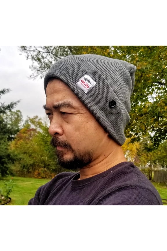 Fear0 Men/Women/Kid's Button Gray Rib Fold Watch Skully Cap Sport Winter Beanie Hat for Relief Pain of Wearing Face Mask (Grey)