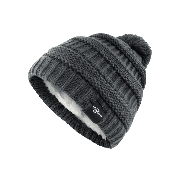 Fear0 Extreme Warm Plush Wool Insulated Gray Knit Cable Pom Pom Skullies Cap Winter Beanie Hat for Women Girl (Gray)