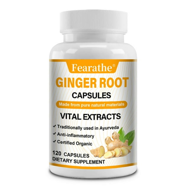 Fearathe 1200mg Ginger Root Supplement Supports Antiinflammatory