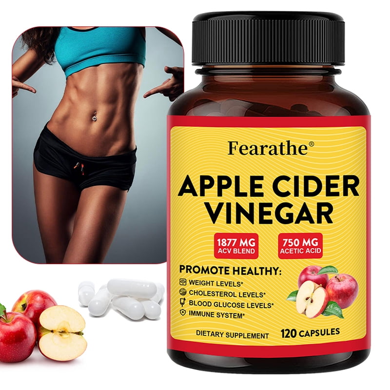 Fearathe Apple Cider Vinegar Capsules, 120 Capsules, Support Weight, Cholesterol and Immune