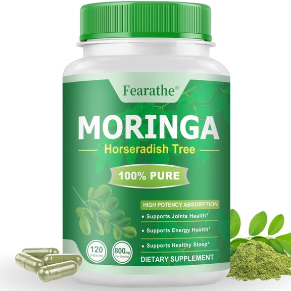 Fearathe Pure Moringa Supplement,Horseradish Tree,for Joints and Energy Support,120 Veggie Capsules