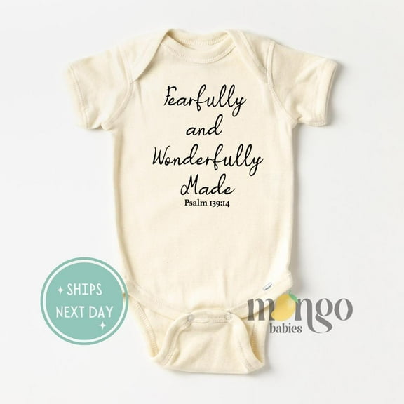 Fearfully And Wonderfully Made Onesies Faith Baby Christian Cute Baby Gift Bible Verse Newborn Religious Baby Bodysuit Gift Ideas Cute Baby Onesie, BABY BODYSUIT LAT 4424
