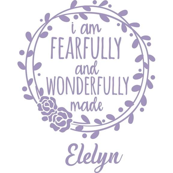 Fearfully Wonderfully Made Quote Customized Wall Decal - Custom Vinyl Wall Art - Personalized Name - Baby Girls Boys Kids Bedroom Wall Decal Room Decor Wall Stickers Decoration Size (30x15 inch)
