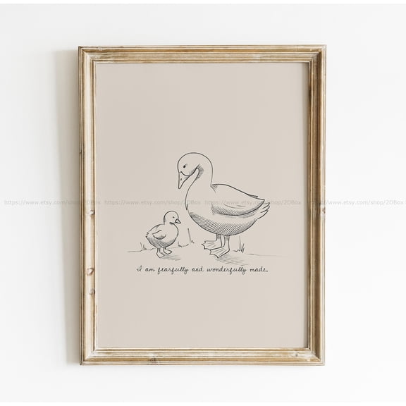 Fearfully and wonderfully made Christian Nursery Decor Rustic Christian Cottagecore Baby Room Decor Duck Nursery Theme Prints Unframed Paper Print